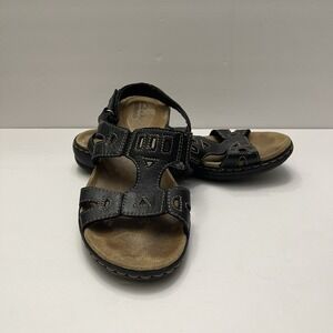 Clarks Leisa Annual Black Leather Slingback Sandals Women's size 7 Comfort‎